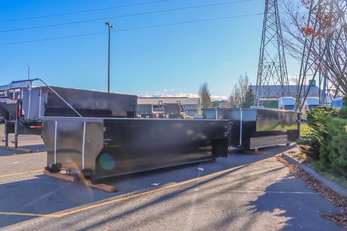 Roll-off dumpster ready for waste disposal at job site for Construction Dumpster Rental in Schiller Park